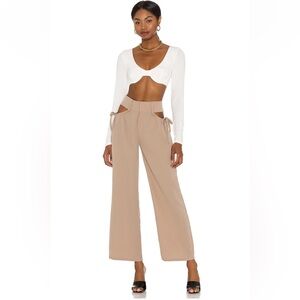 SUPERDOWN Benny Cut Out Pants in Khaki- XS
